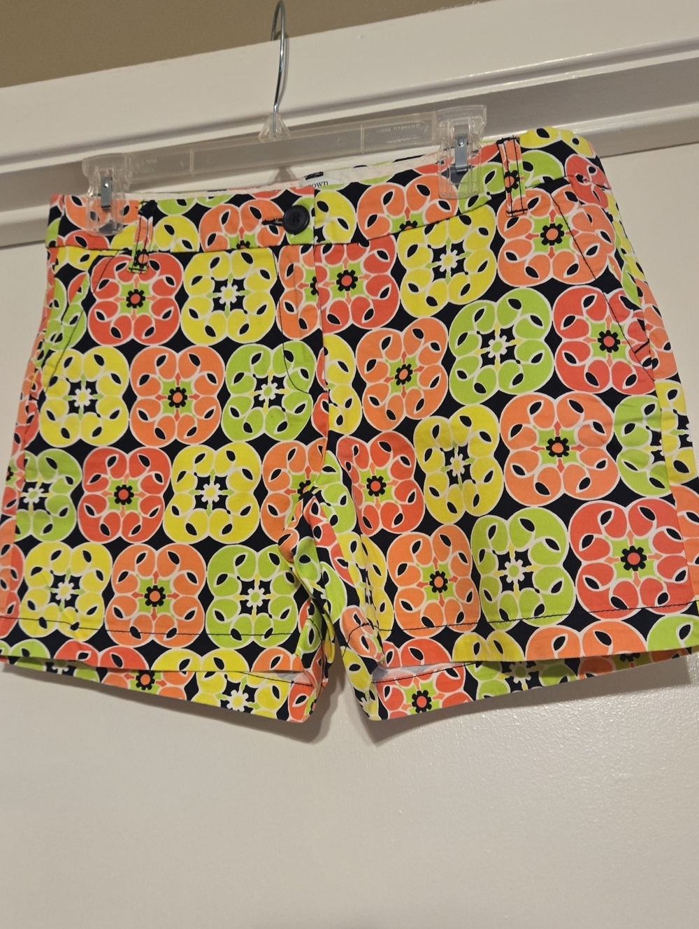crown & ivy Floral Tile Print Shorts - Navy, Orange, Yellow, Lime